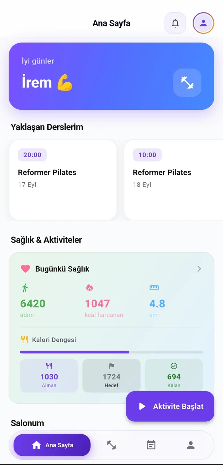 Gymora üye ana sayfası
