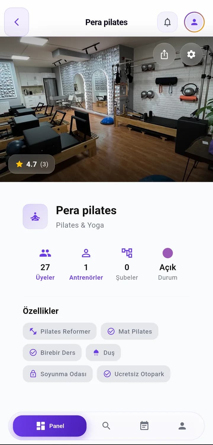 Gymora salon vitrini: puan, üye ve antrenör sayısı, olanaklar